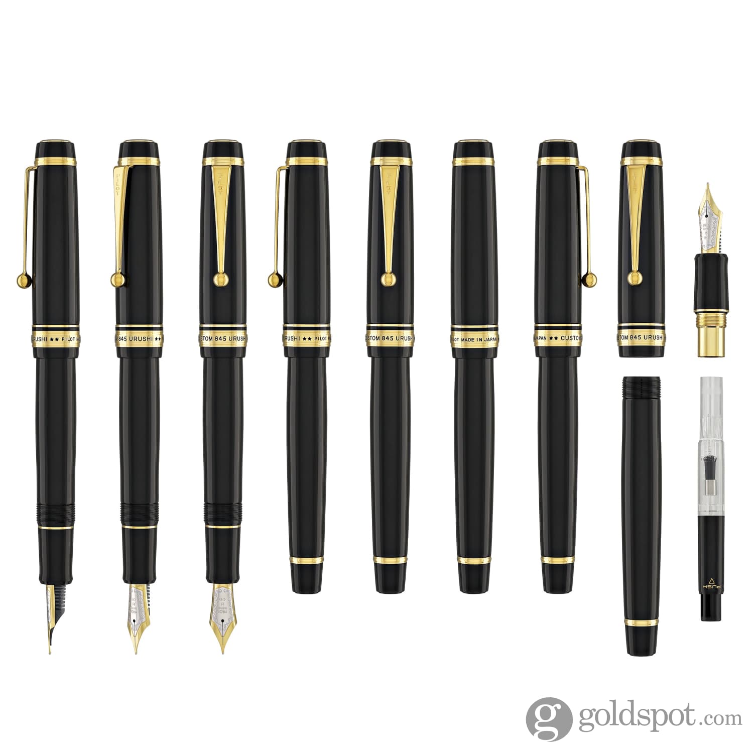 Pilot Custom 845 Fountain Pen in Black Urushi - Goldspot Pens