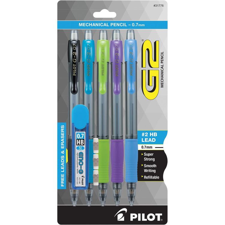 Pilot G2 Mechanical Pencils in Assorted Colors - Fine Point - Pack of 5 Mechanical Pencils