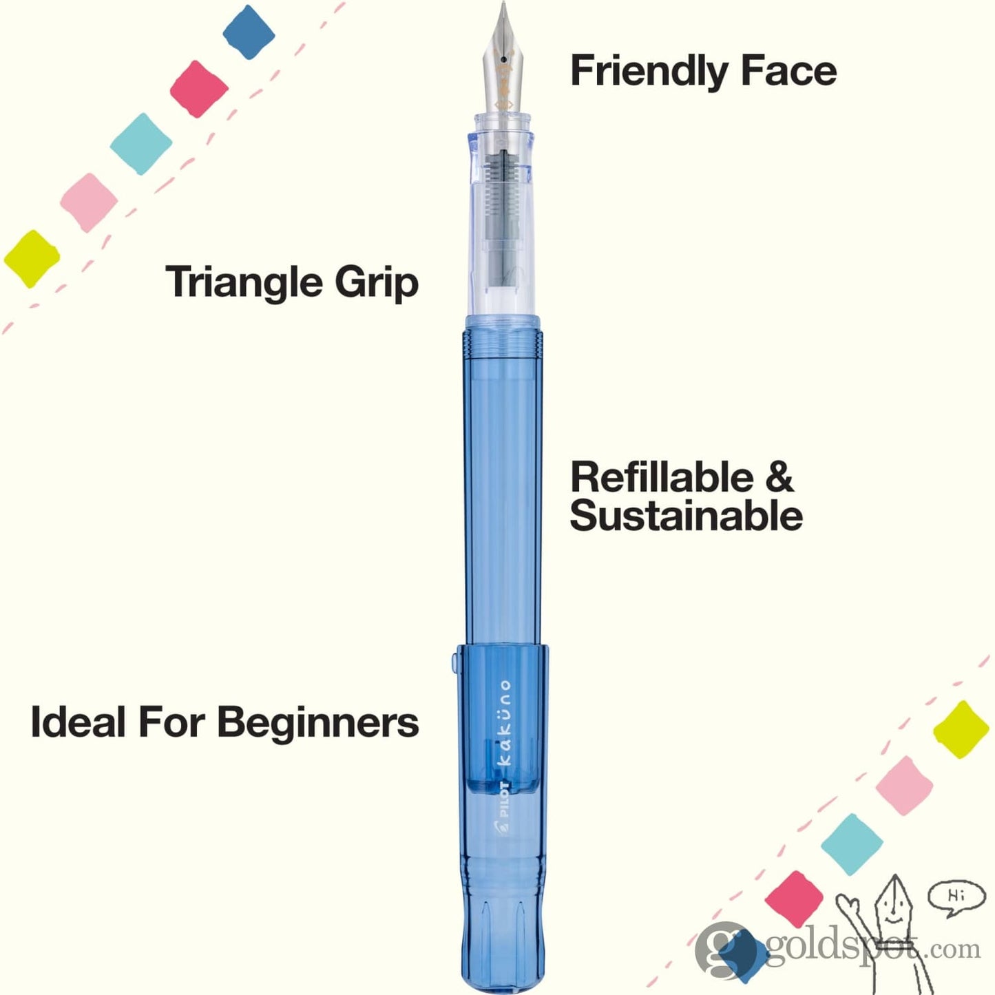 Pilot Kakuno Fountain Pen in Translucent Blue