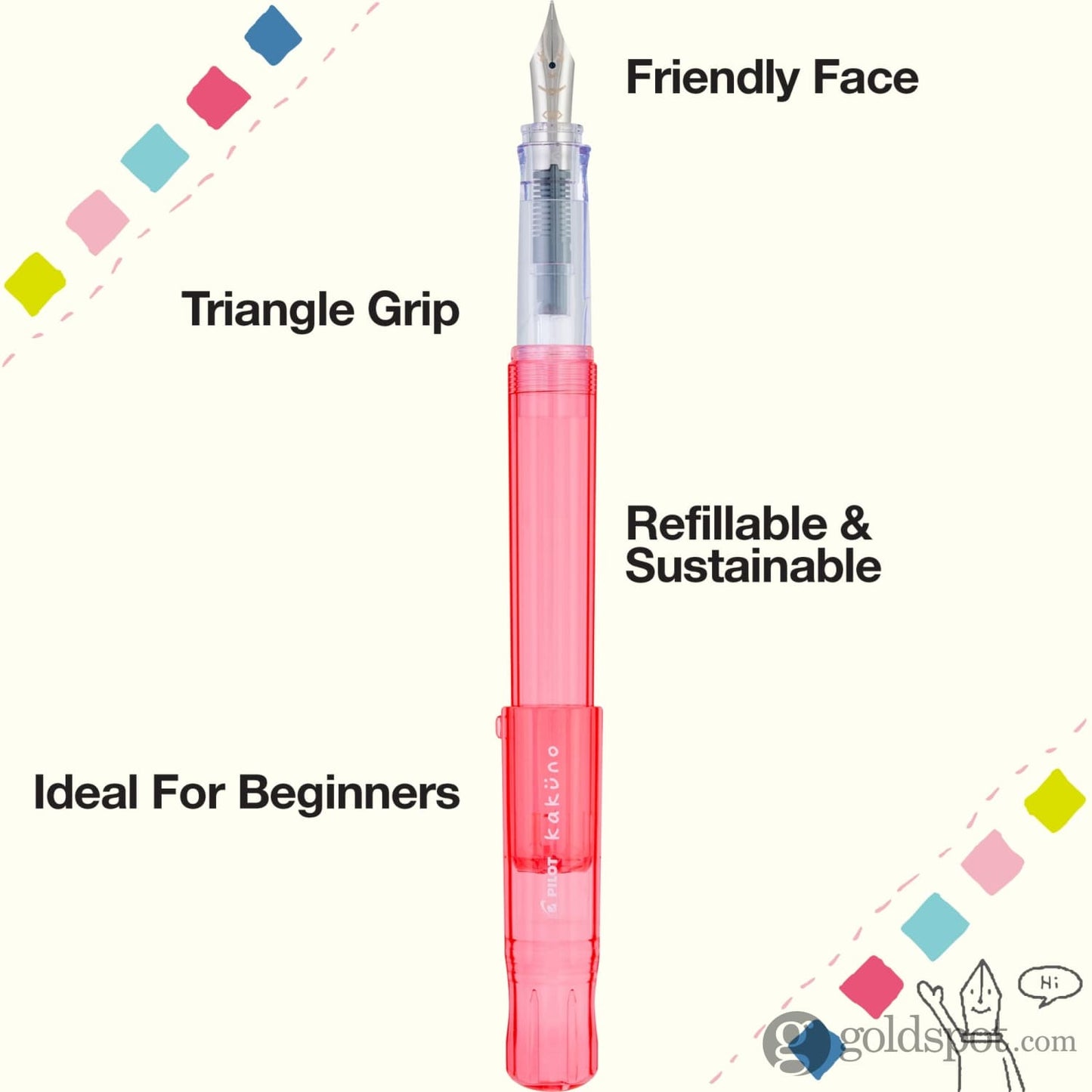 Pilot Kakuno Fountain Pen in Translucent Coral