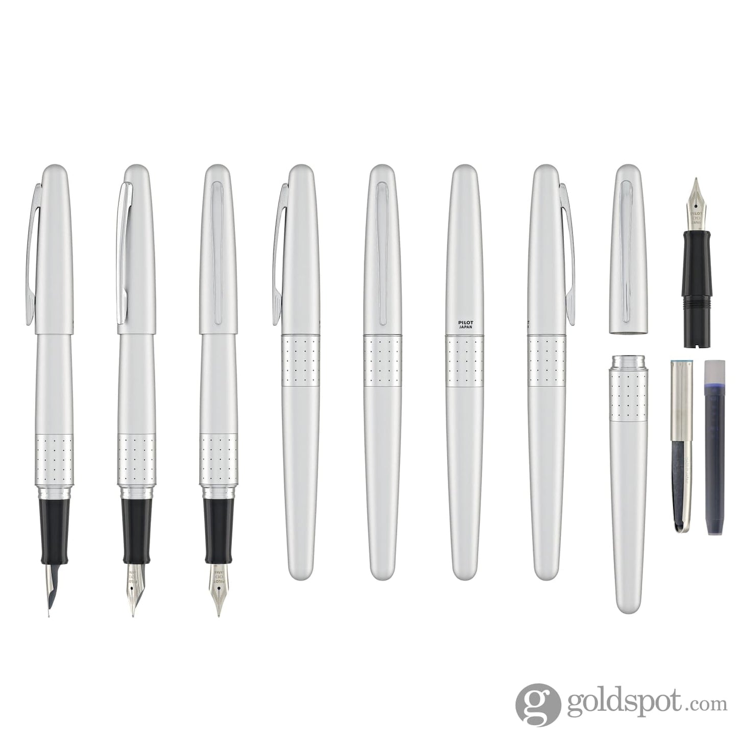 Pilot Metropolitan Fountain Pen in Silver with Dot Pattern - Medium Point Fountain Pen