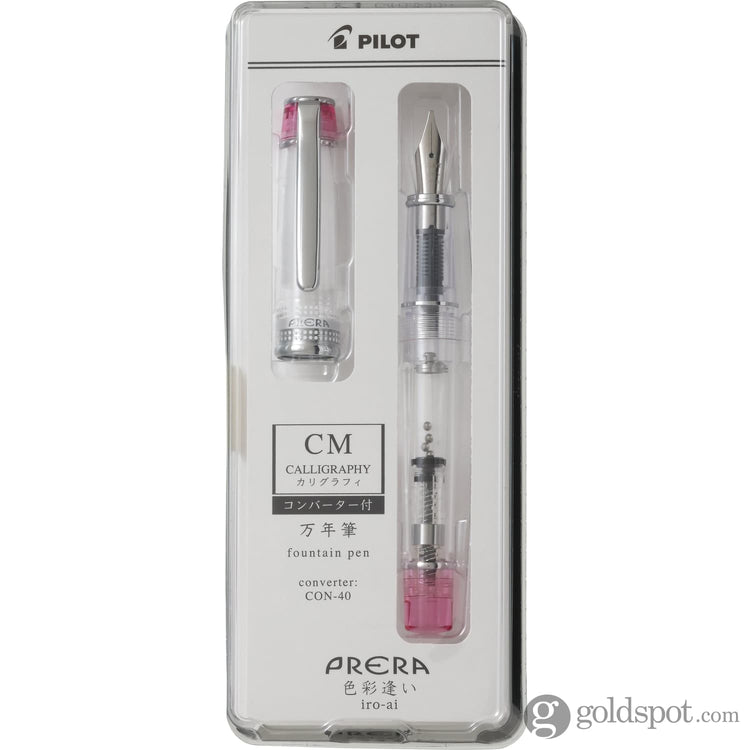 Pilot Prera Clear Fountain Pen in Pink 1.1mm Stub Fountain Pen