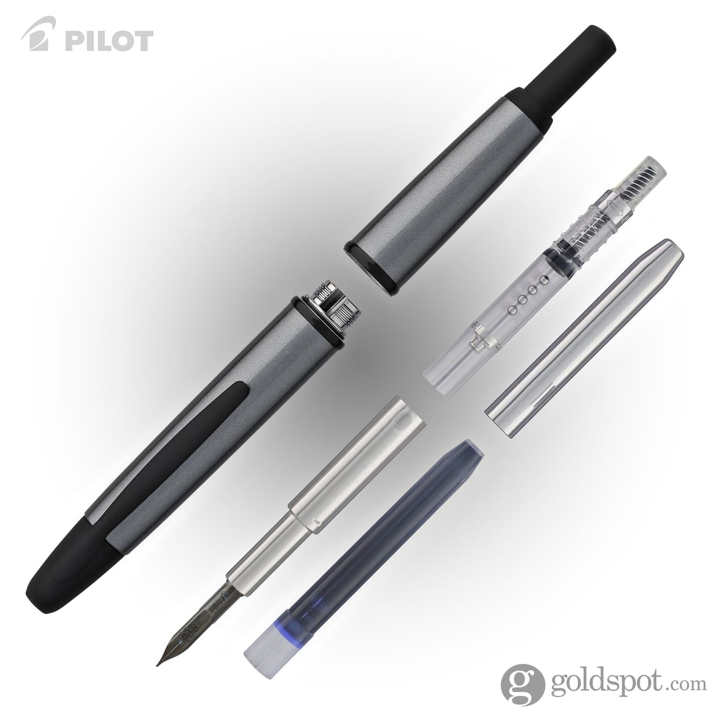 Pilot Vanishing Point Fountain Pen in Gun Metal Gray & Matte Black - 18K Gold Fountain Pen