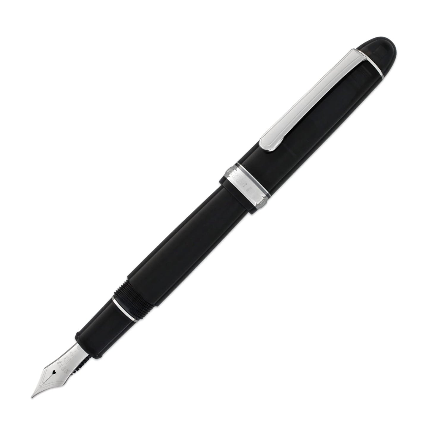 Platinum 3776 Century Fountain Pen in Black Diamond with Rhodium Trim - 14K Gold Fountain Pen