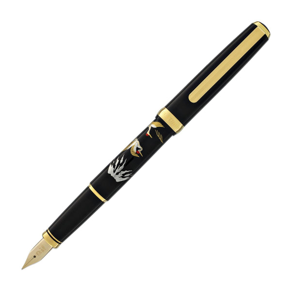 Platinum Classic Maki-e Fountain Pen with Crane Design - 18K Gold Fountain Pen