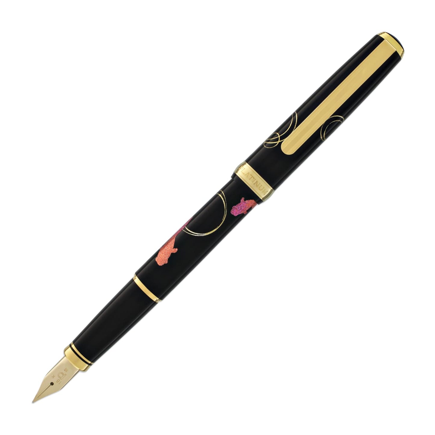 Platinum Classic Maki-e Fountain Pen with Gold Fish Design - 18K Gold Fountain Pen