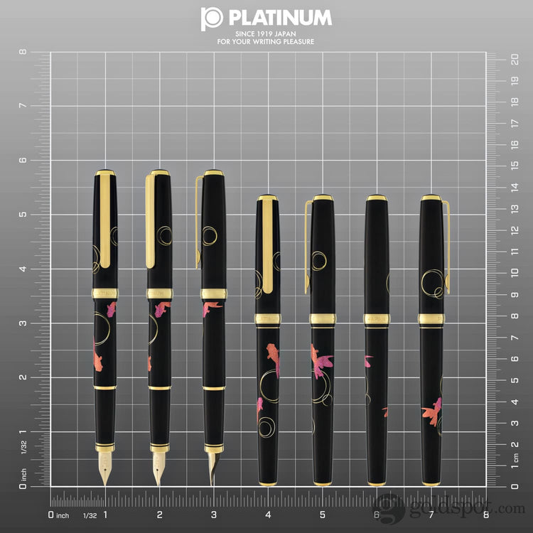 Platinum Classic Maki-e Fountain Pen with Gold Fish Design - 18K Gold Fountain Pen