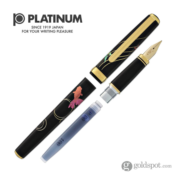 Platinum Classic Maki-e Fountain Pen with Gold Fish Design - 18K Gold Fountain Pen