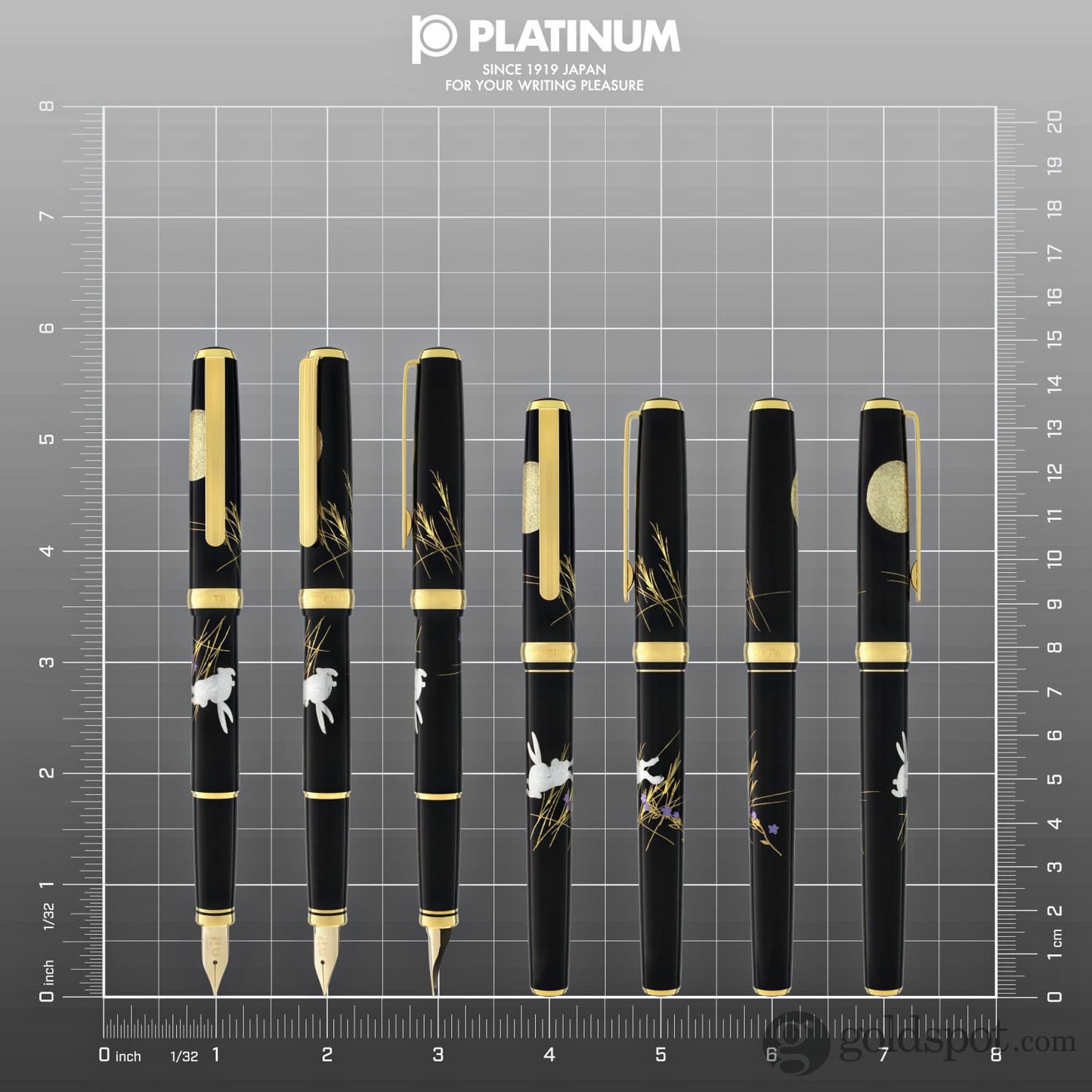 Platinum Classic Maki-e Fountain Pen with Moon and Rabbit Design - 18K Gold Fountain Pen