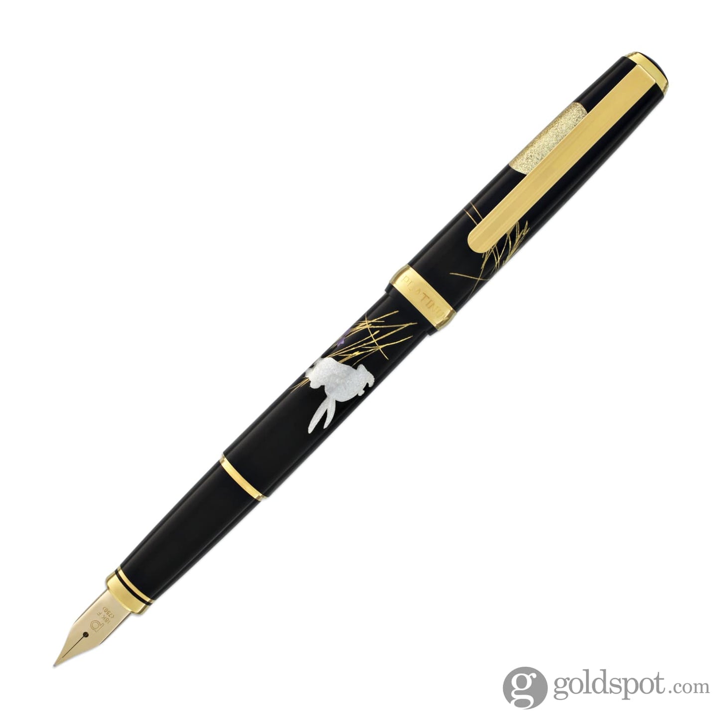 Platinum Classic Maki-e Fountain Pen with Moon and Rabbit Design - 18K Gold Fine Fountain Pen