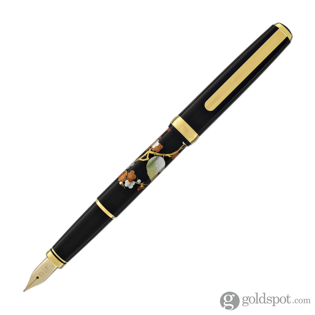 Platinum Classic Maki-e Fountain Pen with Warbler Design - 18K Gold Fine Fountain Pen