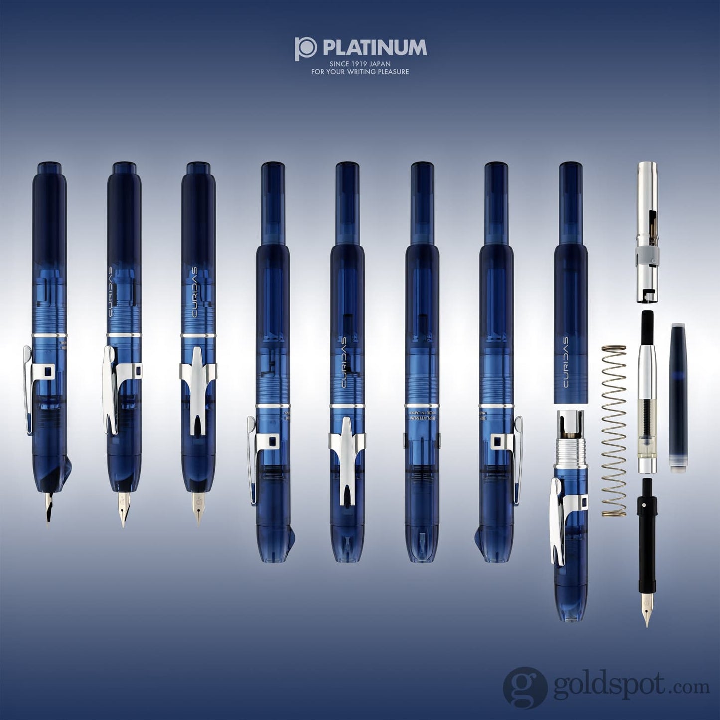 Platinum Curidas Retractable Abyss Blue Fountain Pen Fountain Pen