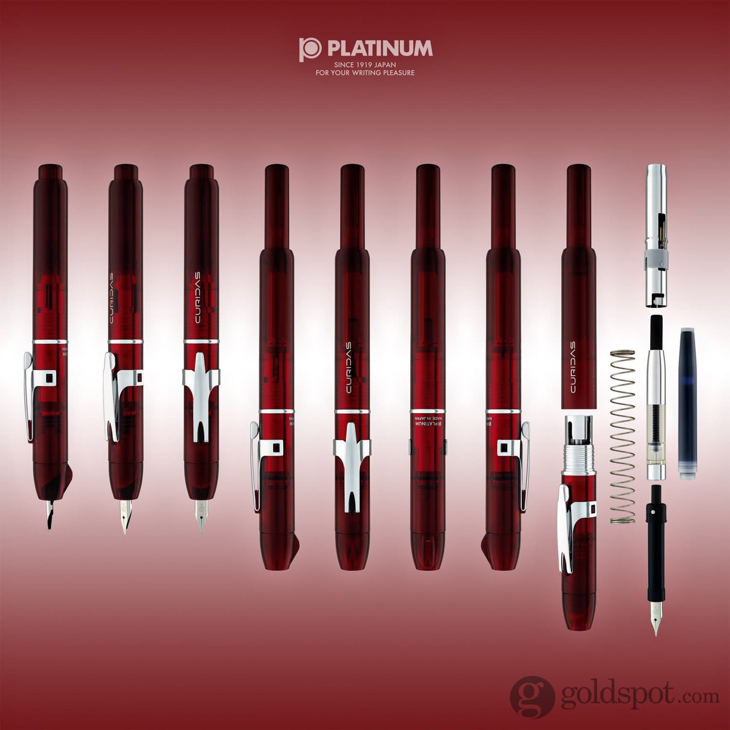 Platinum Curidas Retractable Gran Red Fountain Pen Fountain Pen