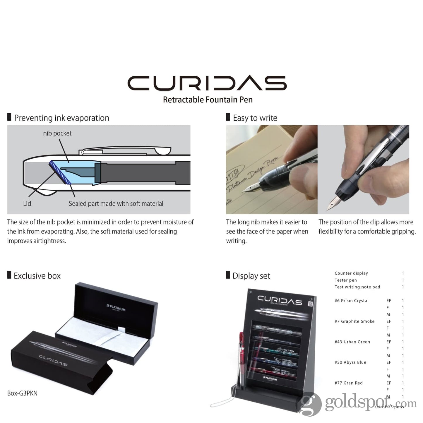 PLATINUM Curidas PKN7000-7F Fountain Pen/F Fine/Retractable/Graphite Smoke Grey/Handmade/with Gift Box/Fountain Pack of 1 PLATINUM Curidas PKN7000-7F Fountain Pen/F Fine/Retractable/Graphite Smoke Grey/Handmade/with Gift Box/Fountain Pack of 1