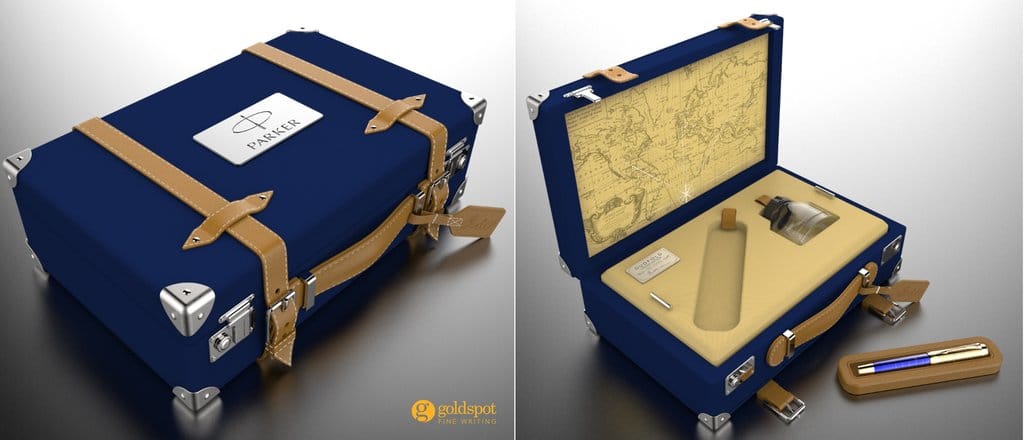 vintage suitcase style packaging for the parker duofold craft of traveling limited edition