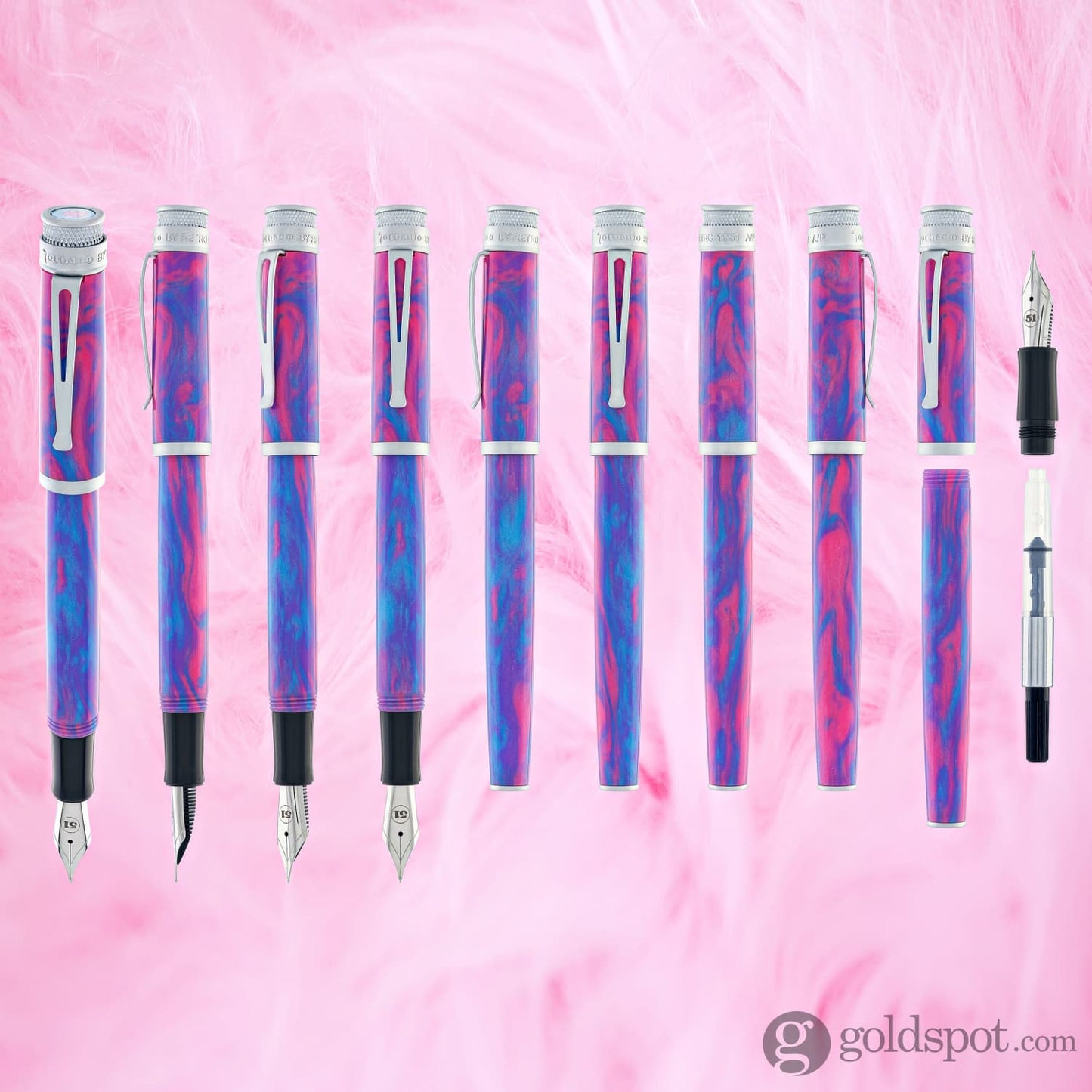 Retro 51 Goldspot Exclusive Tornado Fountain Pen in Carnival Cotton Candy Fountain Pens