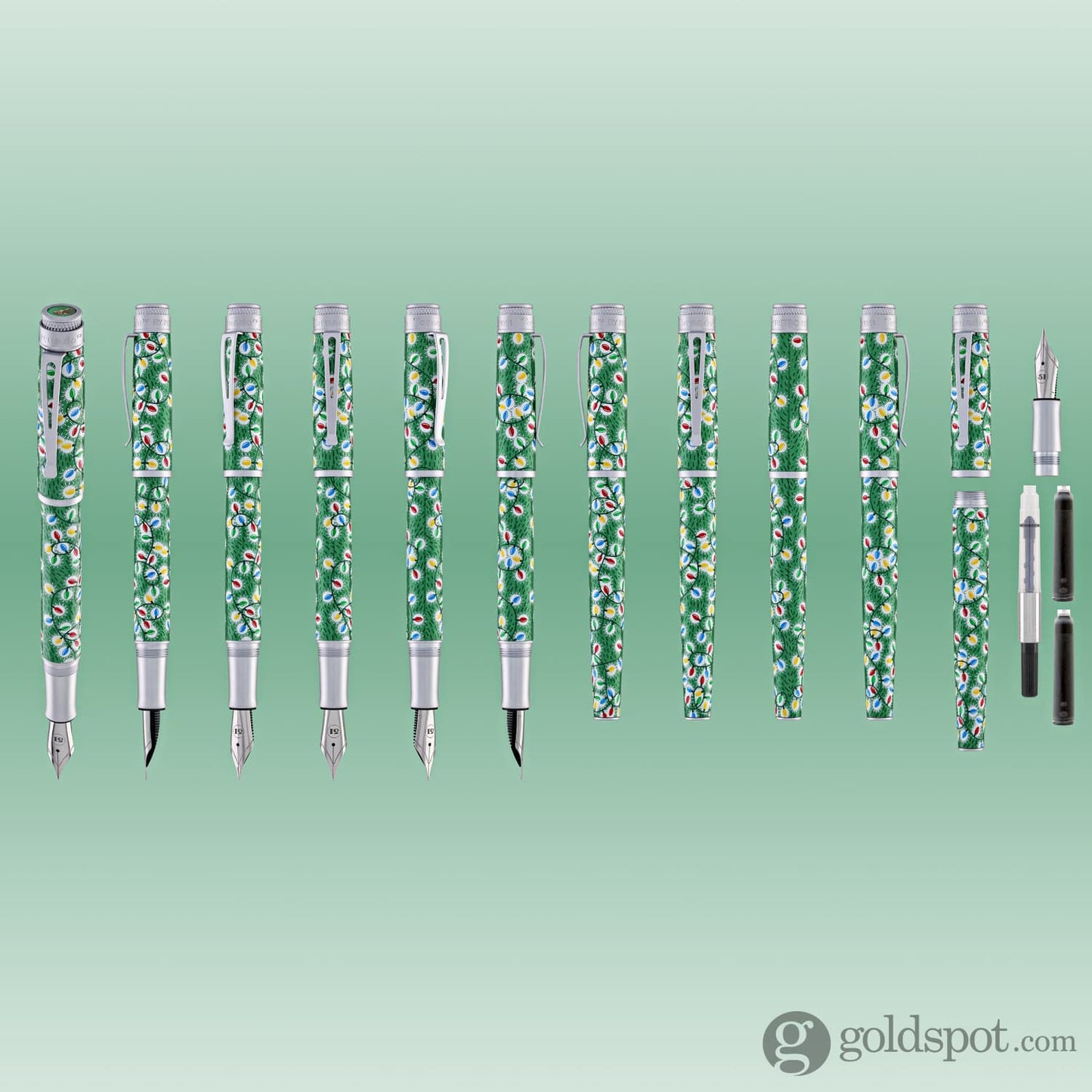 Retro 51 Goldspot Exclusive Tornado Fountain Pen in Sparky Christmas Lights Fountain Pen