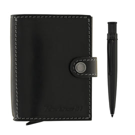 Retro 51 Pularys Modern Traveler Set Black Leather with Tornado Elite Stealth Ballpoint Pen