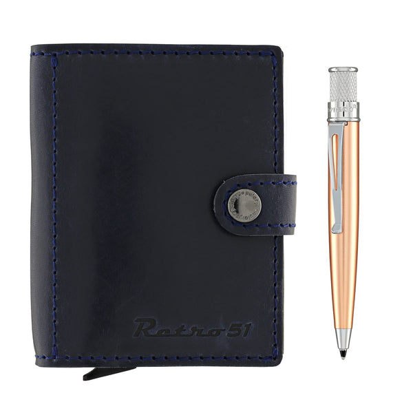 Retro 51 Polarys Modern Traveler Set Navy Leather with Tornado Elite Copper Ballpoint Pen Ballpoint Pens