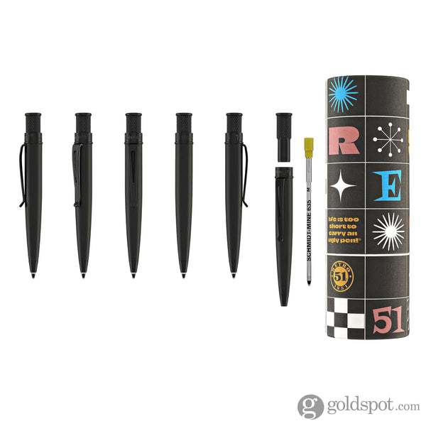 Retro 51 Tornado Elite Ballpoint Pen in Stealth Black Ballpoint Pens