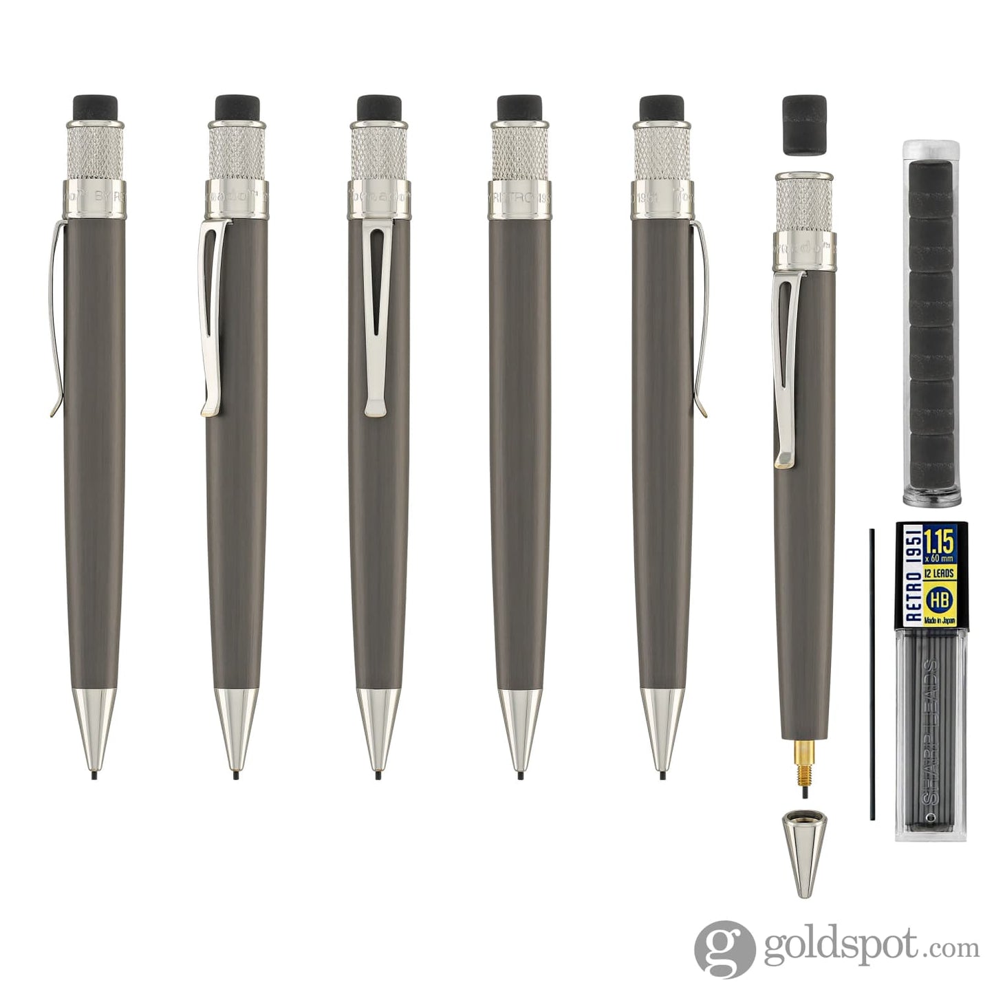 Retro 51 Tornado Mechanical Pencil in Black Nickel Platinum - 1.15mm Mechanical Pencils
