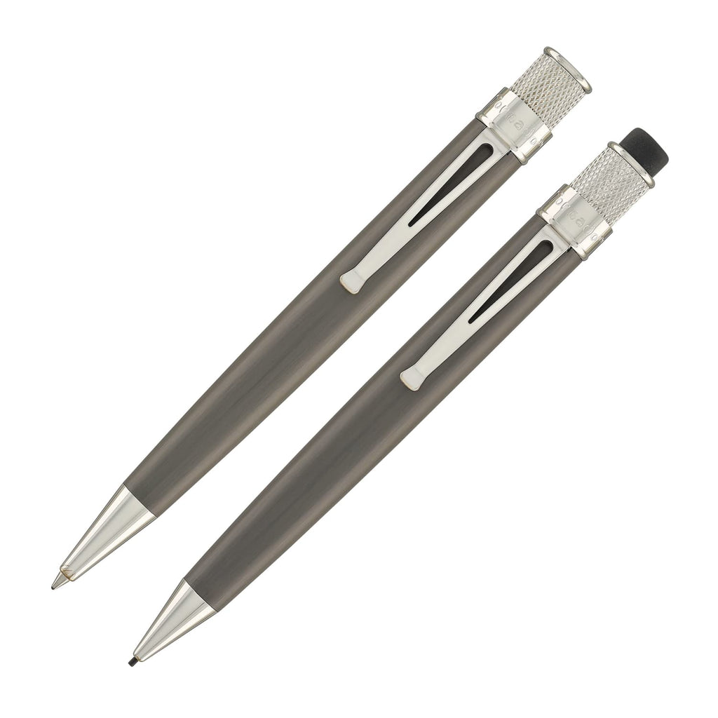Retro 51 Tornado Rollerball and 1.15 Mechanical Pencil Set in Black Nickel Platinum Pen and Pencil Sets