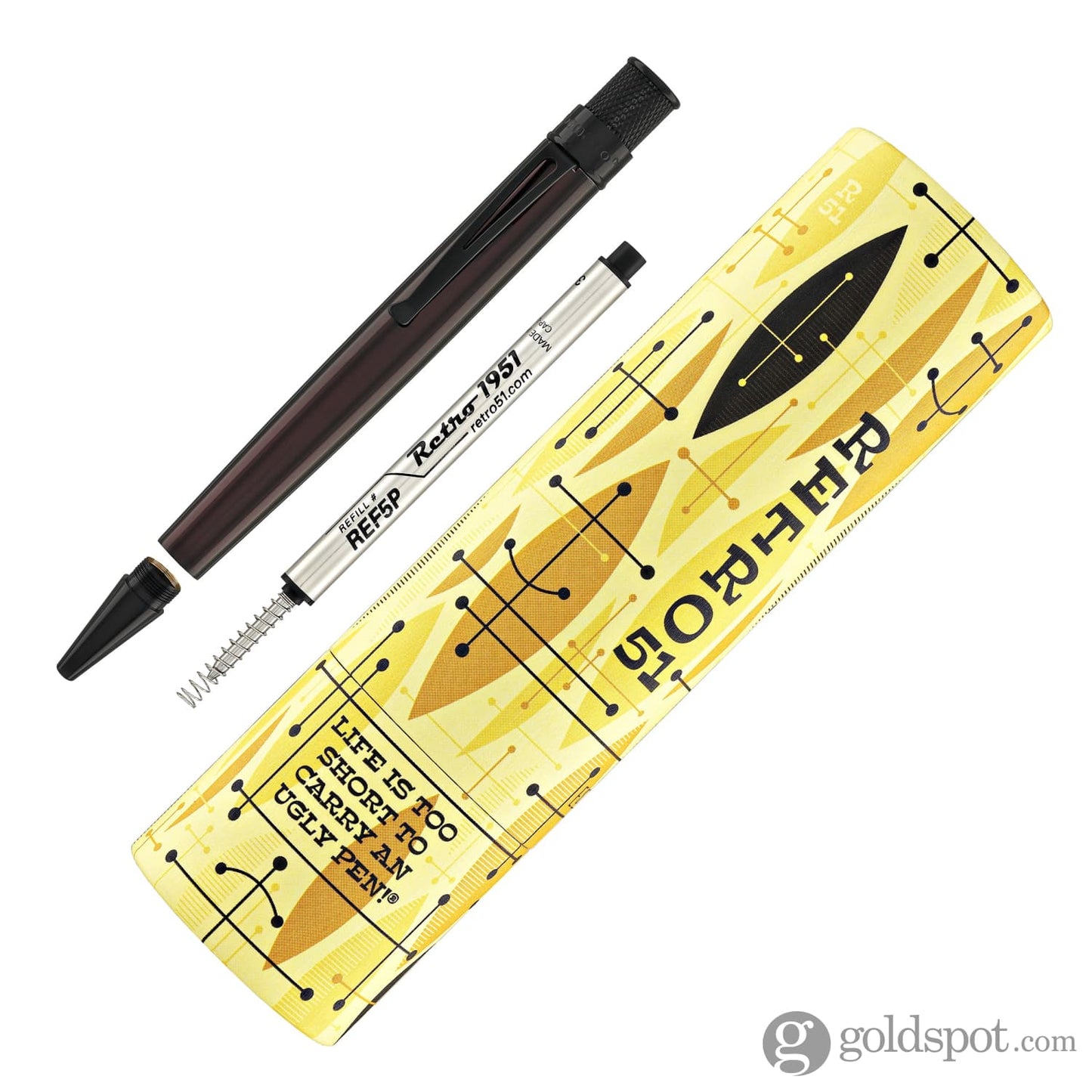 Retro 51 Tornado Elite Ballpoint Pen - Stealth Black Compact Pen, Fine Point