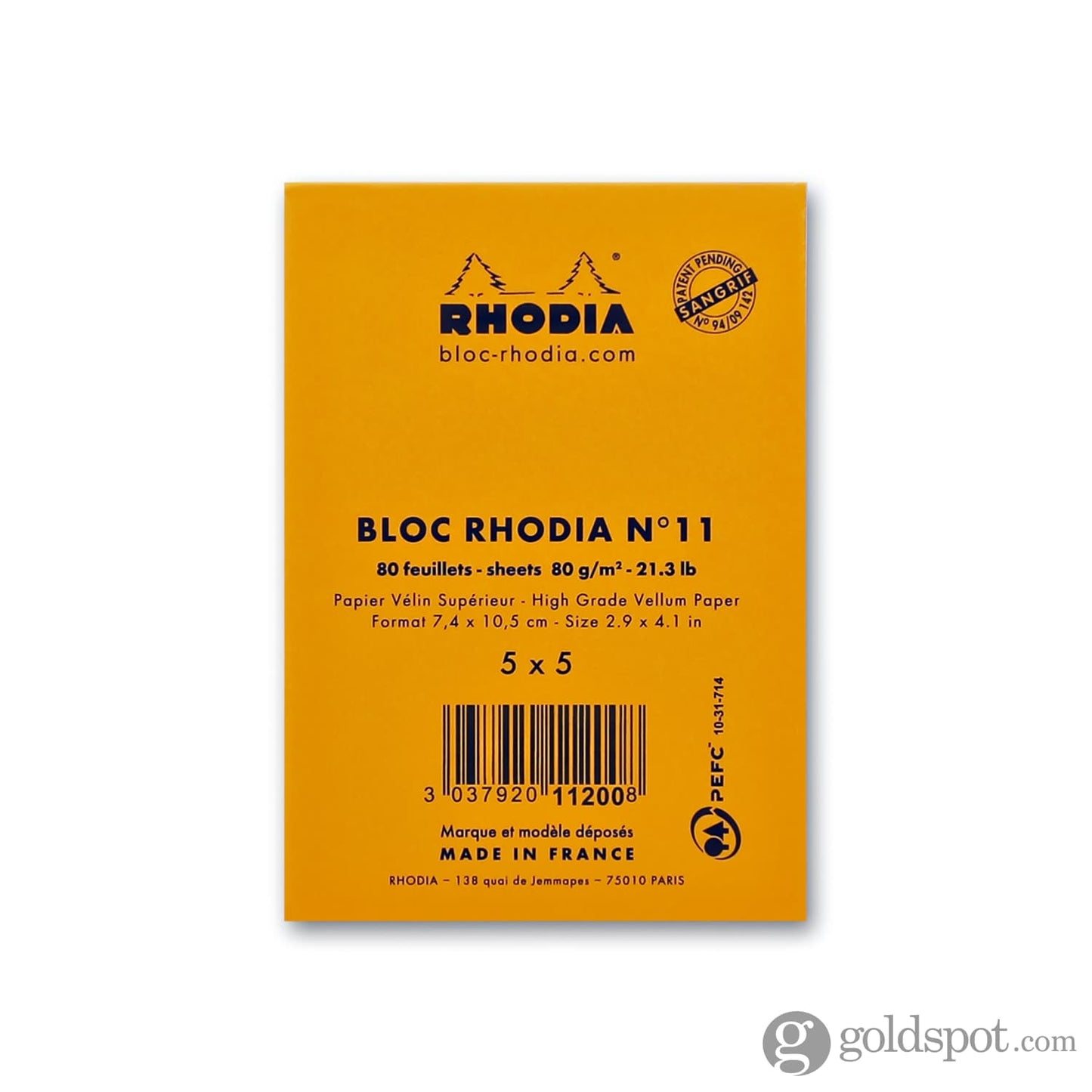 Rhodia No. 11 Staplebound 3 x 4 Notepad in Orange Notebooks Journals