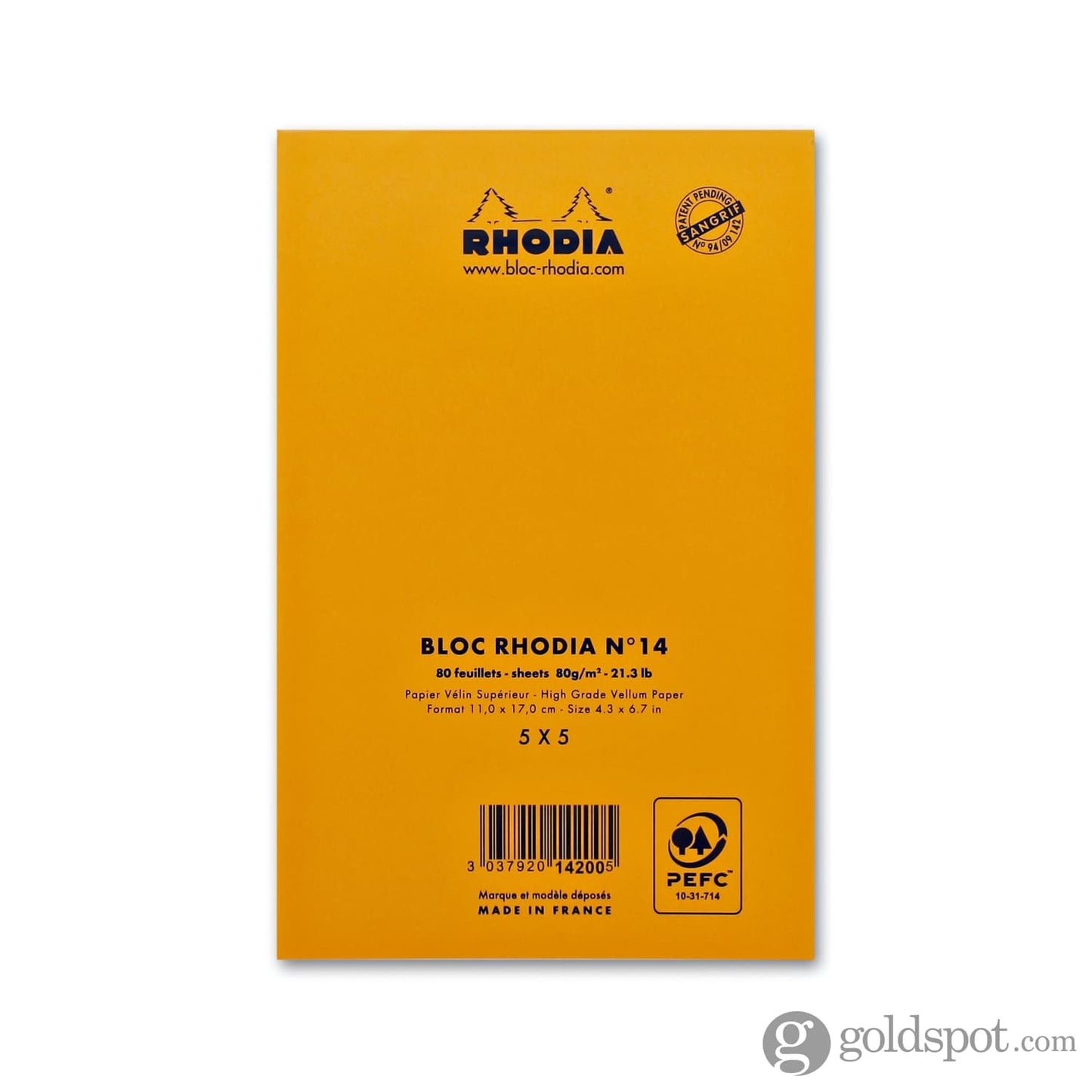 Rhodia No. 14 Staplebound 4.375 x 6.375 Notepad in Orange Notebooks Journals
