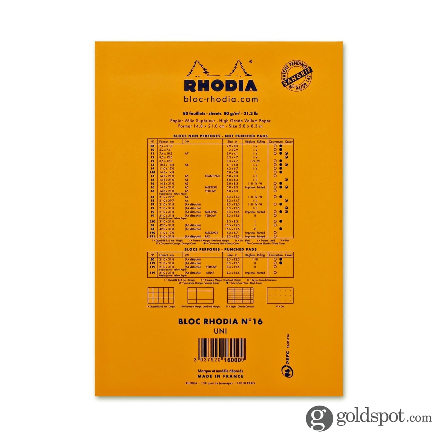 Rhodia No. 16 Staplebound 6 x 8.25 Notepad in Orange Notebooks Journals