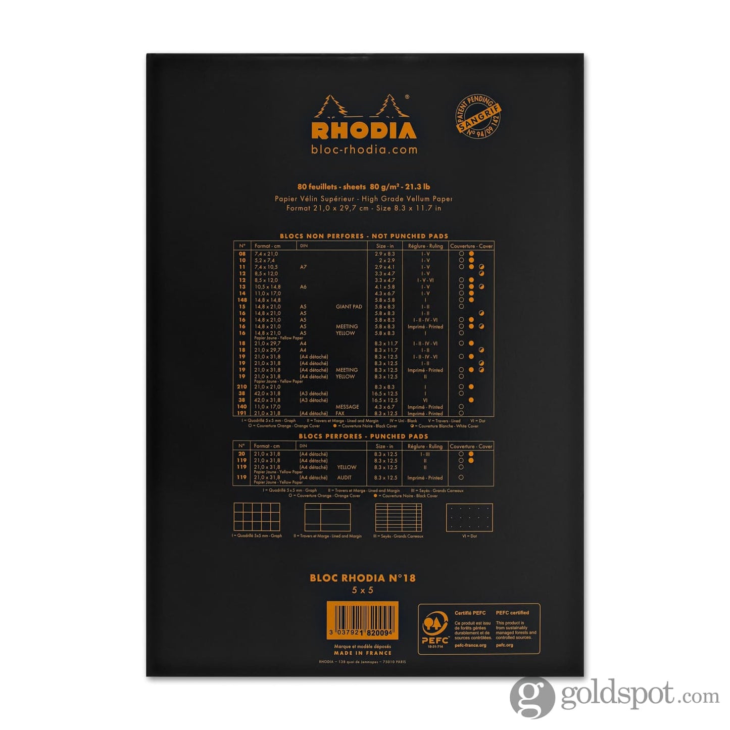 Rhodia No. 18 Staplebound 8.25 x 11.75 Notepad in Black Notebooks Journals