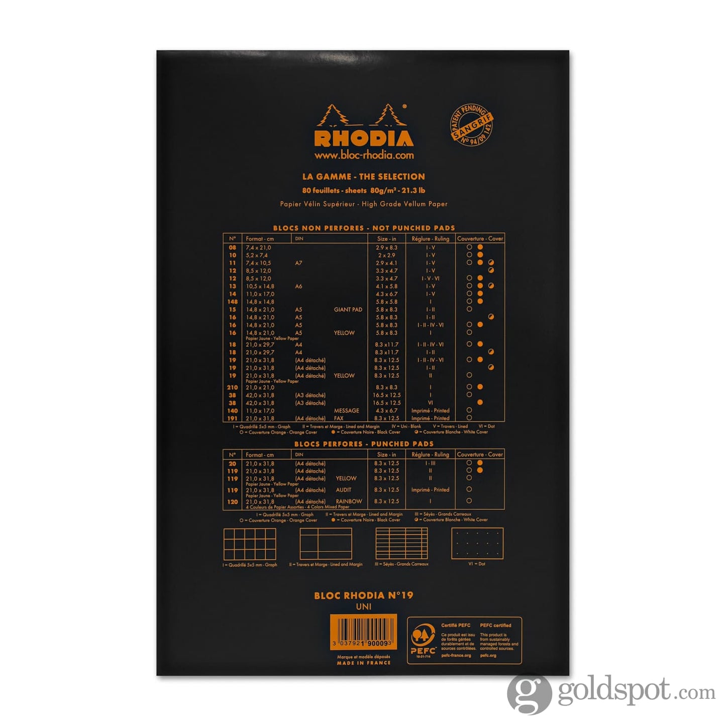 Rhodia No.19 Staplebound 8.25 x 12.5 Pad in Black Notepads