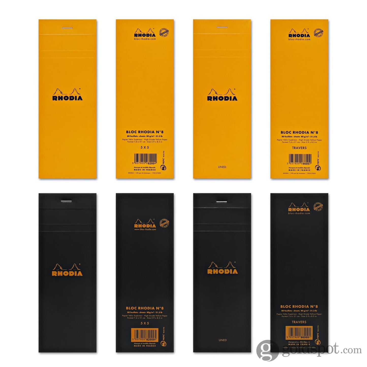 Rhodia No. 8 Staplebound 3 x 8.25 Notepad in Black Notepad