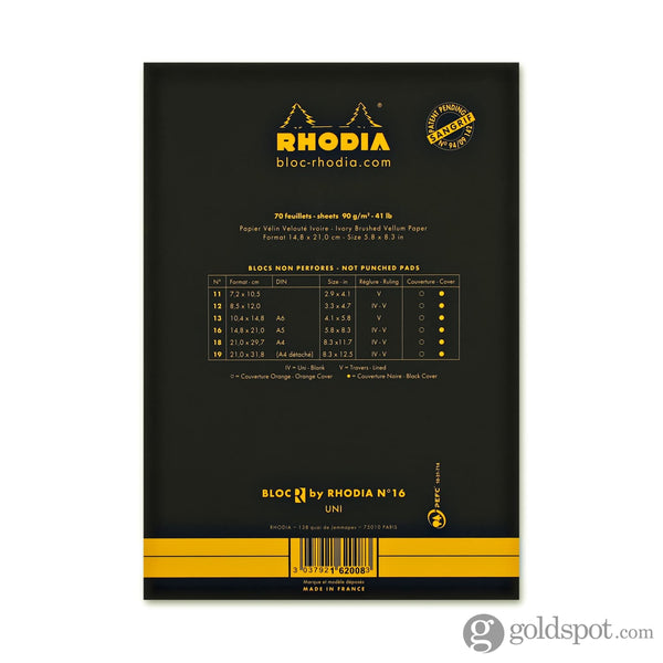 Rhodia Staplebound 6 x 8.25 R Premium Notepad in Black Notebook