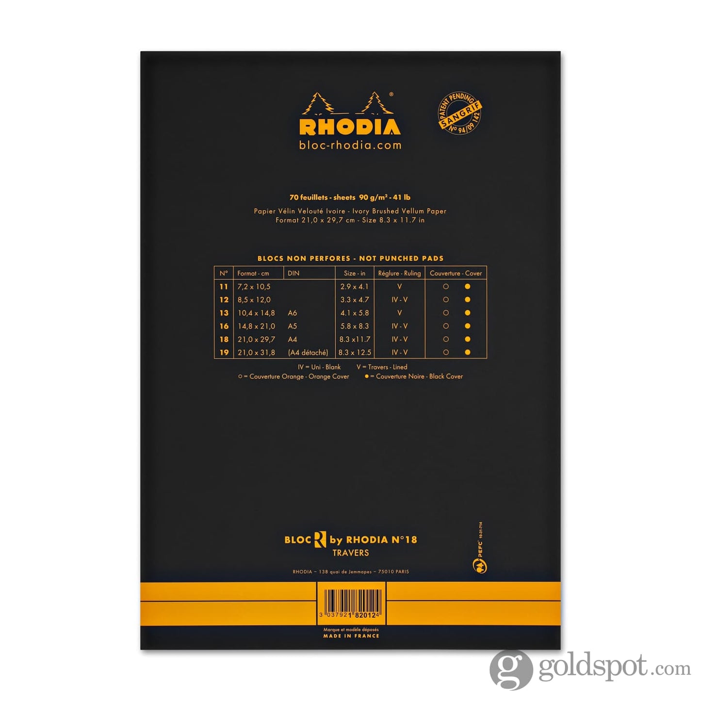 Rhodia Staplebound 8.25 x 11.75 R Premium Notepad in Black Notebooks Journals