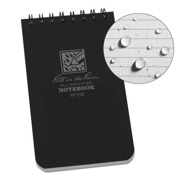 Rite In The Rain Weatherproof Notebook 3’’ x 5’’ - Black Notepads