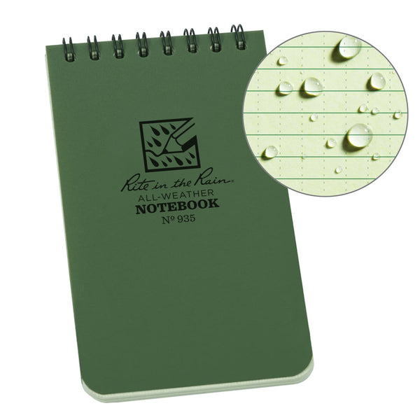 Rite In The Rain Weatherproof Notebook 3’’ x 5’’ - Green Notepads