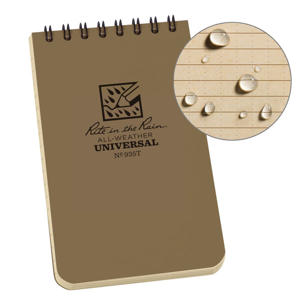 Rite In The Rain Weatherproof Notebook 3’’ x 5’’ - Tan Notepads