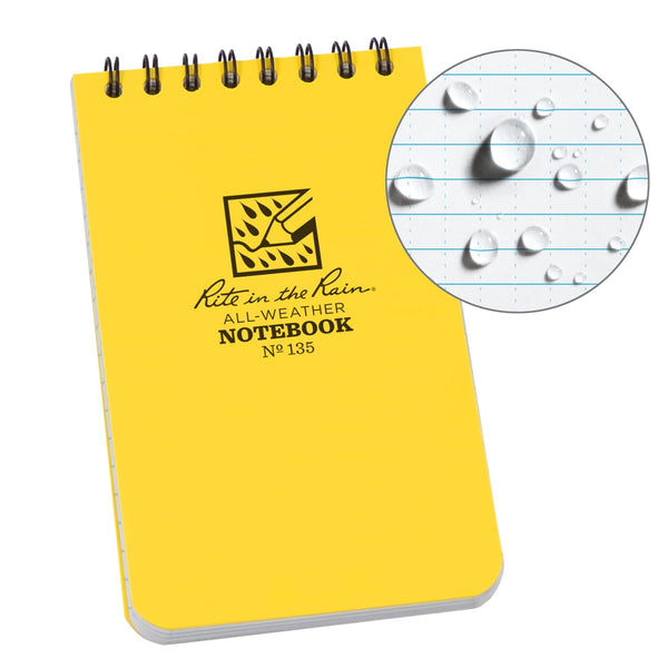 Rite In The Rain Weatherproof Notebook 3’’ x 5’’ - Yellow Notepads