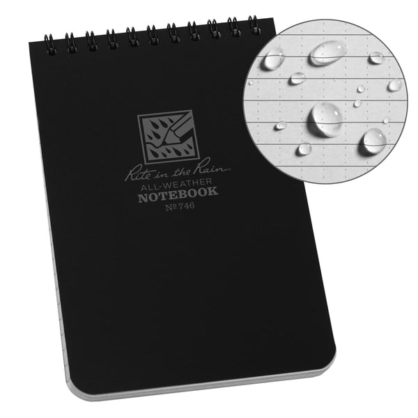 Rite In The Rain Weatherproof Notebook 4’’ x 6’’ - Black Notepads