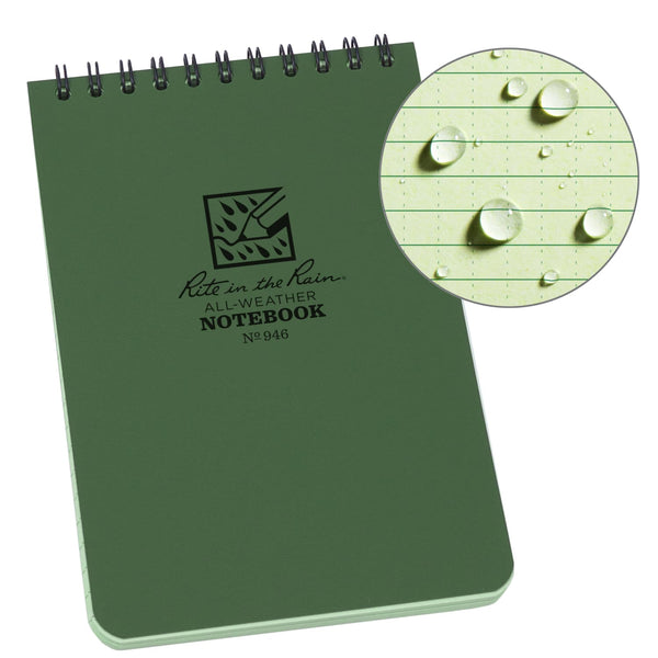 Rite In The Rain Weatherproof Notebook 4’’ x 6’’ - Green Notepads