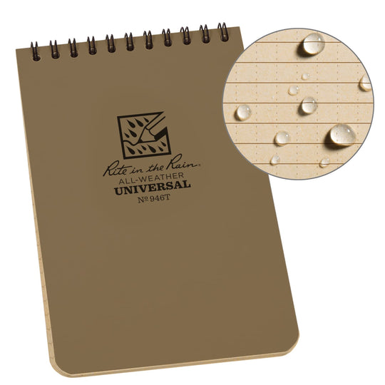 Rite In The Rain Weatherproof Notebook 4" x 6" - Tan