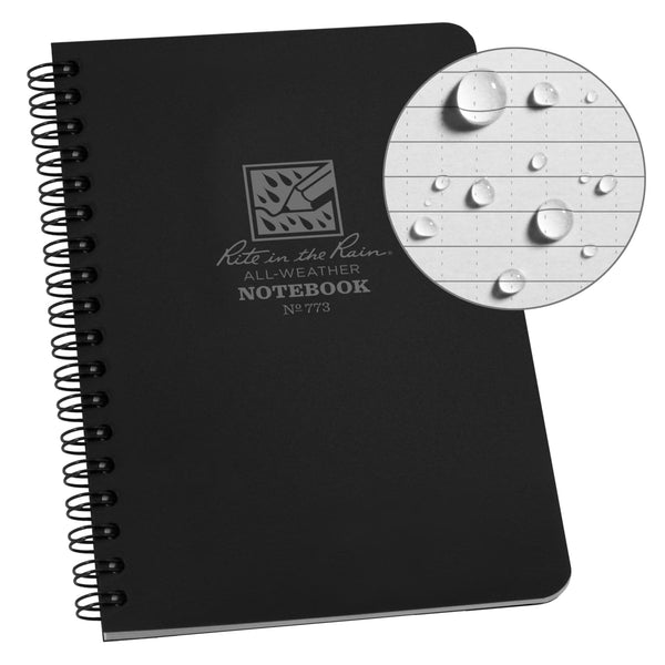 Rite In The Rain Weatherproof Spiral Universal Notebook - Black Notepads