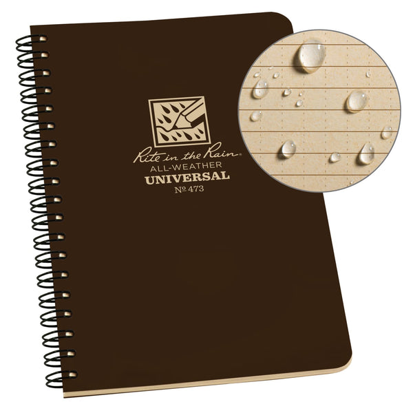 Rite In The Rain Weatherproof Spiral Universal Notebook - Brown Notepads