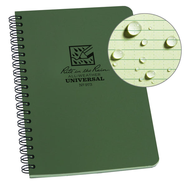 Rite In The Rain Weatherproof Spiral Universal Notebook - Green Notepads