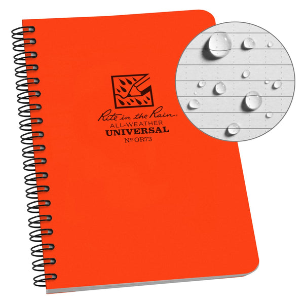 Rite In The Rain Weatherproof Spiral Universal Notebook - Orange Notepads