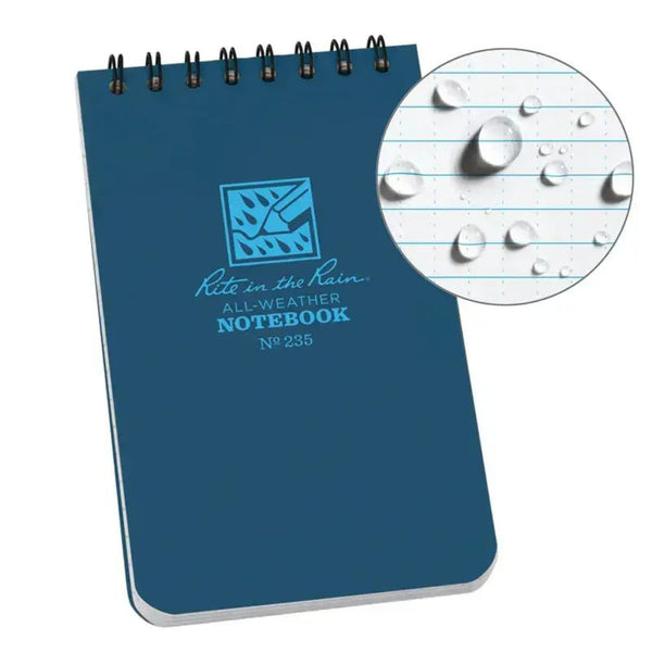 Rite In The Rain Weatherproof Top Spiral Notebook 3’’ x 5’’ - Blue Notepads