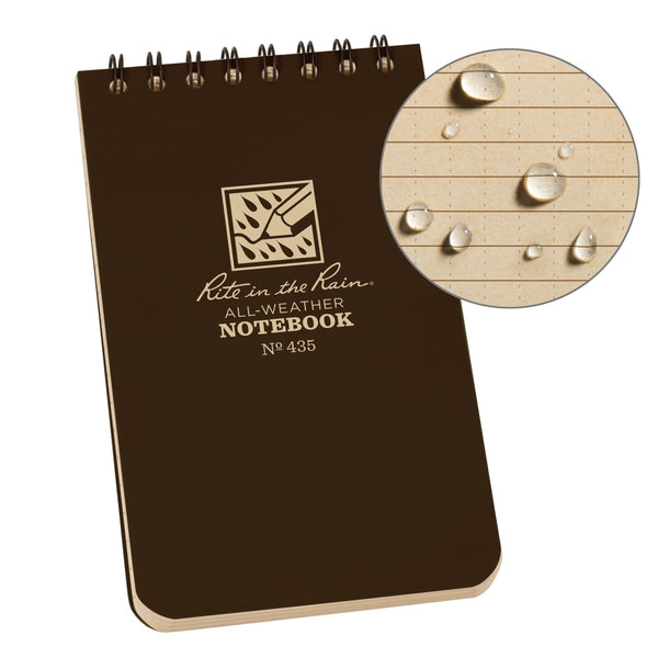 Rite In The Rain Weatherproof Top Spiral Universal Notebook 3’’ x 5’’ - Brown Notepads