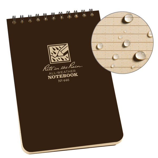 Rite In The Rain Weatherproof Top Spiral Universal Notebook 4’’ x 6’’ - Brown Notepads