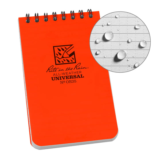 Rite In The Rain Weatherproof Universal Notebook 3" x 5" - Orange